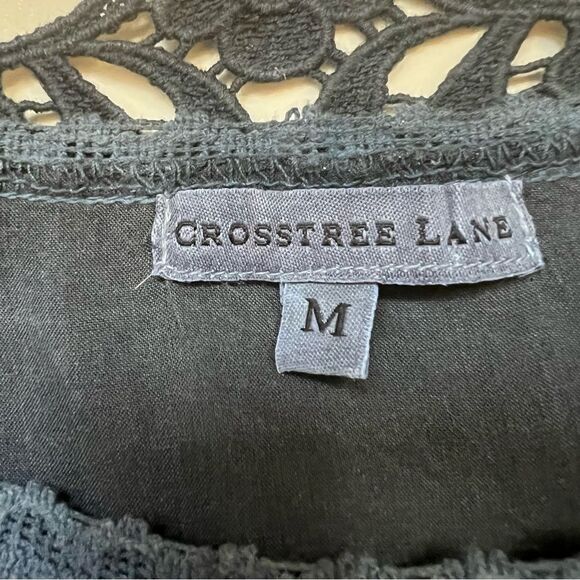 Boho Tunic Lace Trimmed Stonewashed Navy Medium Crosstree Lane - Picture 6 of 8